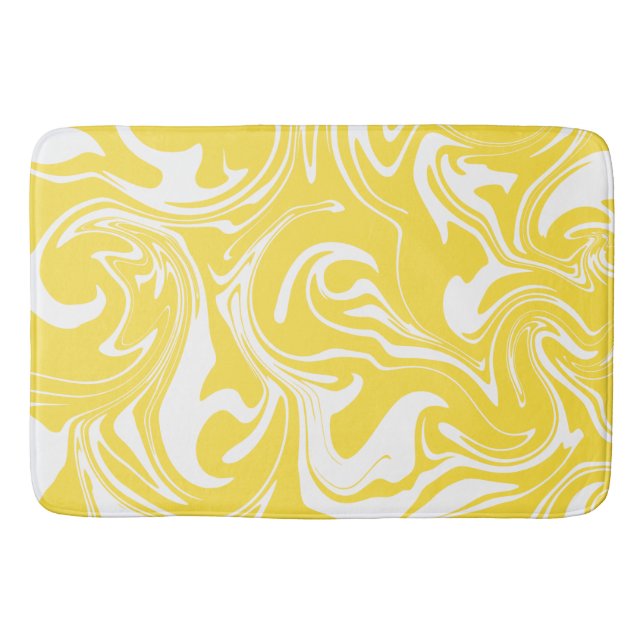Tapis De Bain Déversement - Citron jaune et blanc (Devant)