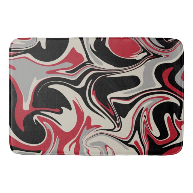 Tapis De Bain Déversement - Rouge, gris, noir et blanc os (Devant)