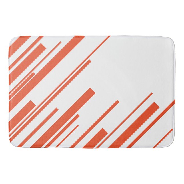 Tapis De Bain Diagonales en orange et blanc (Devant)
