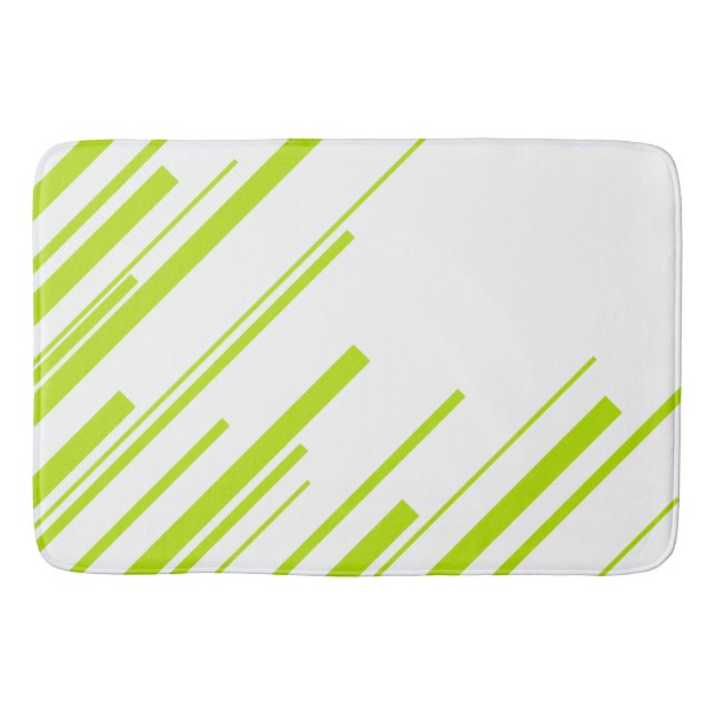 Tapis De Bain Diagonales - Lime vert et blanc (Devant)