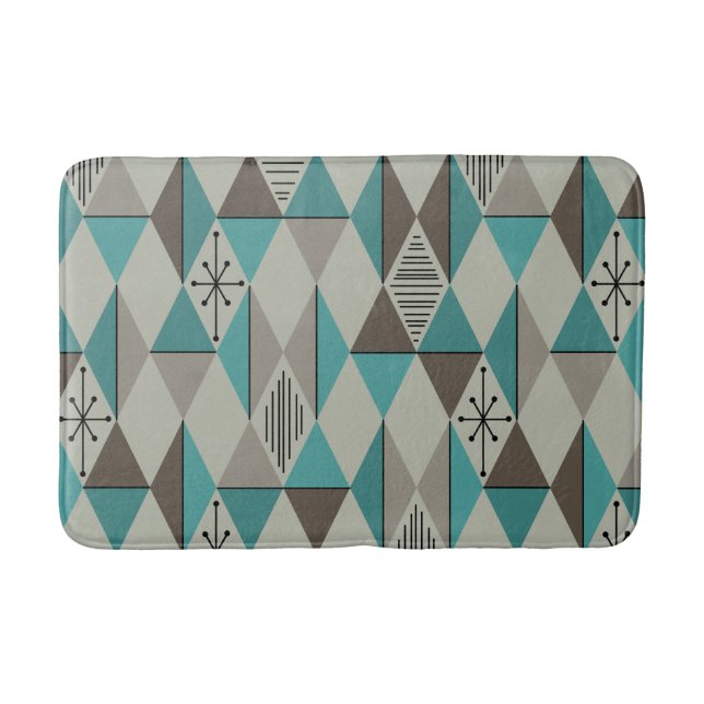 Tapis De Bain Diamants d'art de l'âge atomique gris turquoise (Devant)