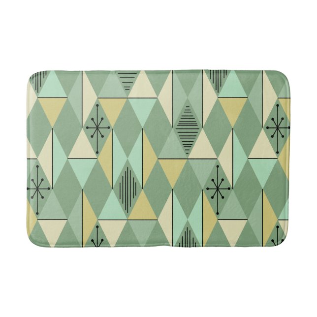 Tapis De Bain Diamants d'Art de l'Âge Atomique Mint Vert Jaune (Devant)