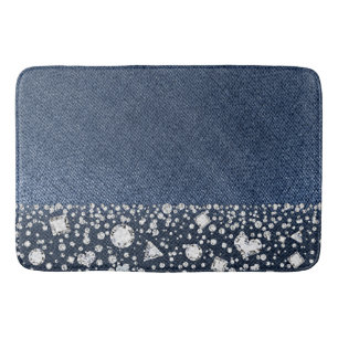 Tapis De Bain Diamants de denim de jean bleu glamour tendance di