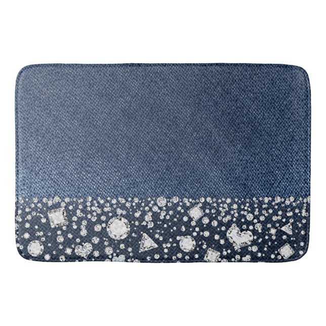 Tapis De Bain Diamants de denim de jean bleu glamour tendance di (Devant)