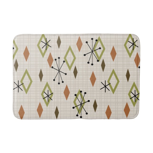 Tapis De Bain Diamants modernes du milieu du siècle Nature Tons  (Devant)