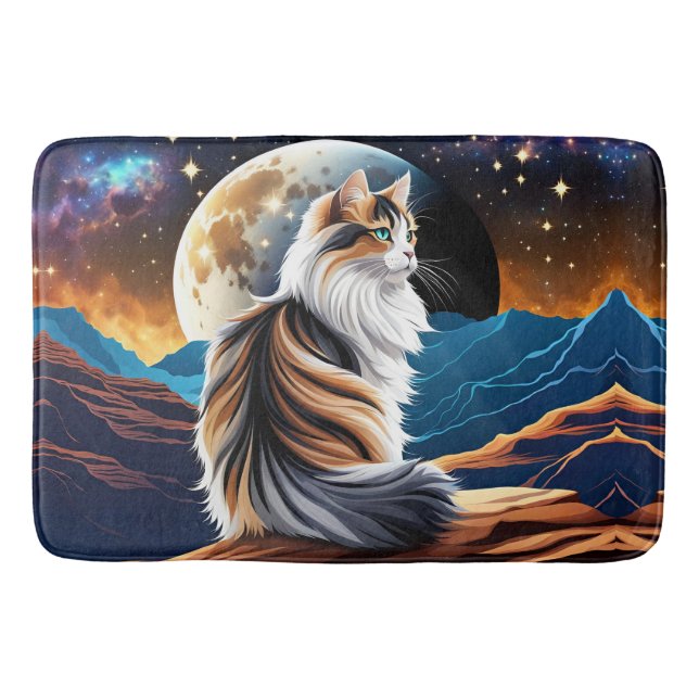 Tapis De Bain Dilute Calico Chat et Lune du désert (Devant)