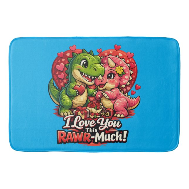 Tapis De Bain Dino Hearts Rawr Much Valentine,Couple Anniversary (Devant)