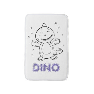 Tapis De Bain Dinosaur - Animal d'art esquissé en noir et blanc