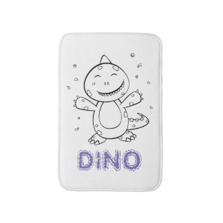 Tapis De Bain Dinosaur - Animal d'art esquissé en noir et blanc