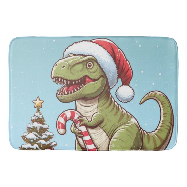 Tapis De Bain Dinosaure sucre de canne de Noël mignon (Devant)