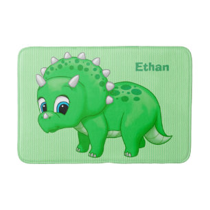 Tapis De Bain Dinosaure vert mignon de Triceratops de bébé