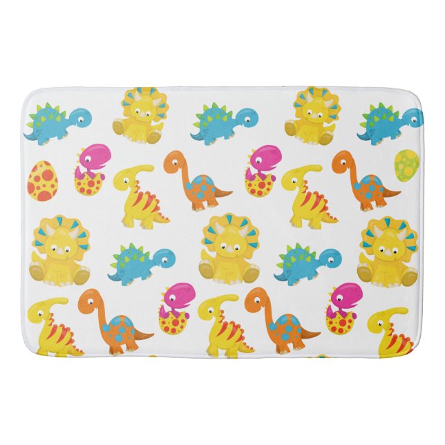 Tapis De Bain Dinosaures Mignons, Motif De Dinosaures, Baby Dino (Devant)