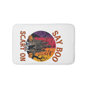 Tapis De Bain Dis Boo Halloween effrayant Maison hantée Chat noi