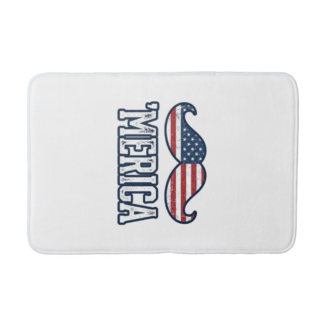 Tapis De Bain Distressed America Mustache Patriotic Vector Desig (Devant)