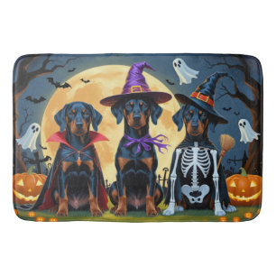Tapis De Bain Doberman Chiens Citrouille Halloween Drôle