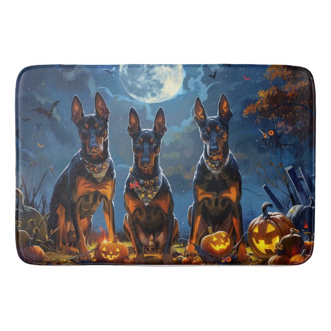 Tapis De Bain Doberman Halloween Épouvantable (Devant)