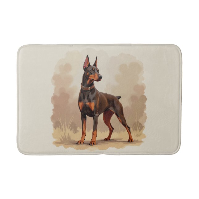 Tapis De Bain Dobermann Pinscher Chien Marron Rouille Rouge (Devant)
