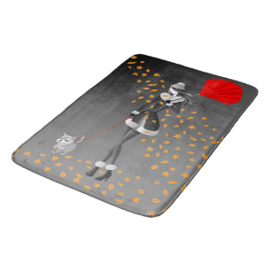 Tapis De Bain Dog & Lady Feuilles d'automne Noir