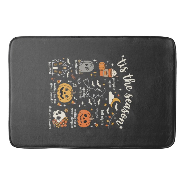 Tapis De Bain Doodle de Halloween C'est la saison design sorcièr (Devant)