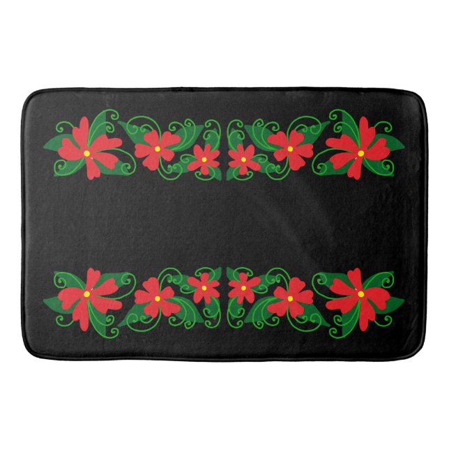 Tapis De Bain Doodle Fleur Rouge (Devant)