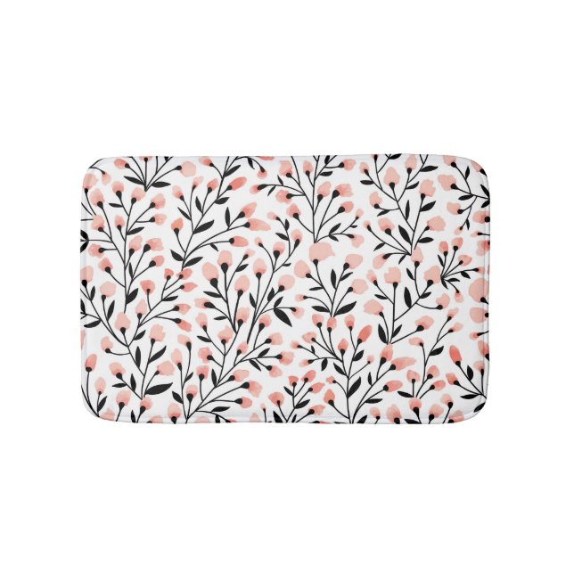Tapis De Bain Doodle Flowers : Coral Floral sans joint. (Devant)