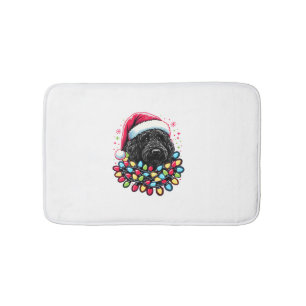 Tapis De Bain Doodle noir Labradoodle Noël Arbre de Noël Lumière