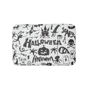 Tapis De Bain Doodles de monstre d'Halloween amusant