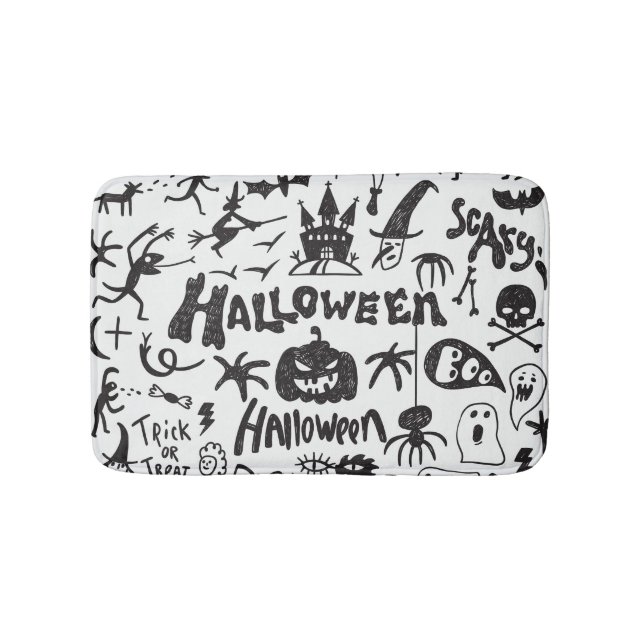 Tapis De Bain Doodles de monstre d'Halloween amusant (Devant)