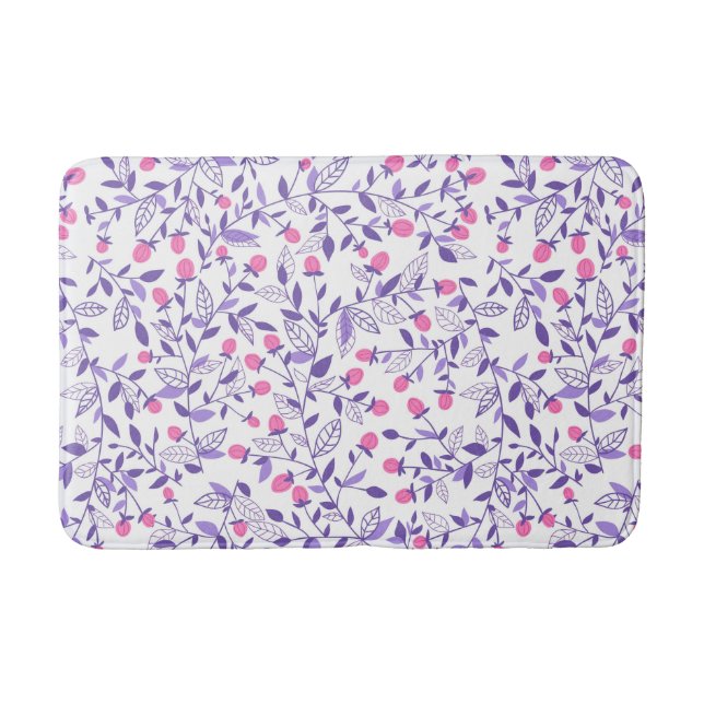Tapis De Bain Doodles floraux rose et violet (Devant)