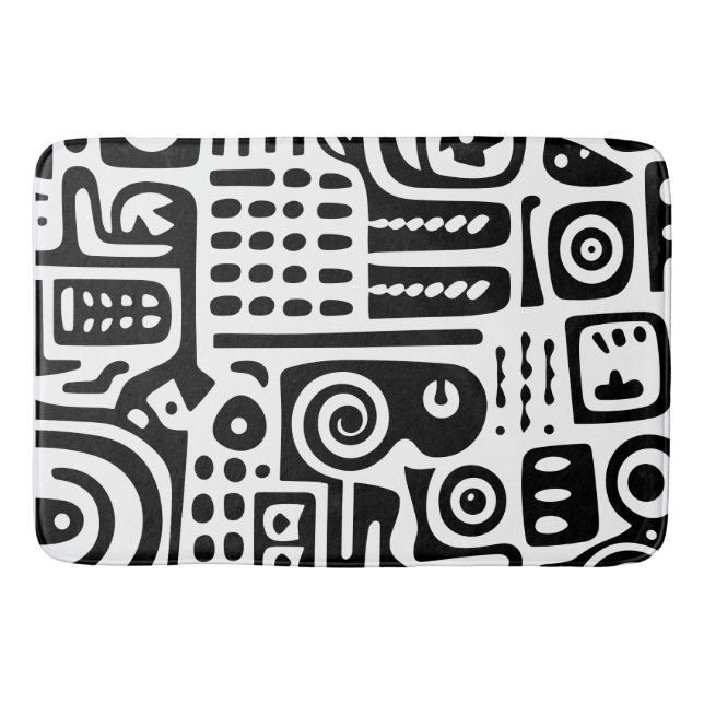 Tapis De Bain Doodles noir et blanc 3 sur 4 (Devant)