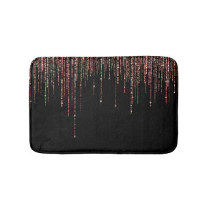 Tapis De Bain Dory Rose Noire Gold Sparkly Glitter Fringe