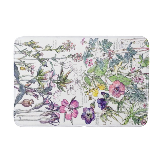 Tapis de bain doux botanique de fleur de fleur (Devant)