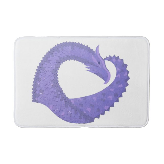 Tapis De Bain dragon au cœur de pervenche sur fond blanc (Devant)