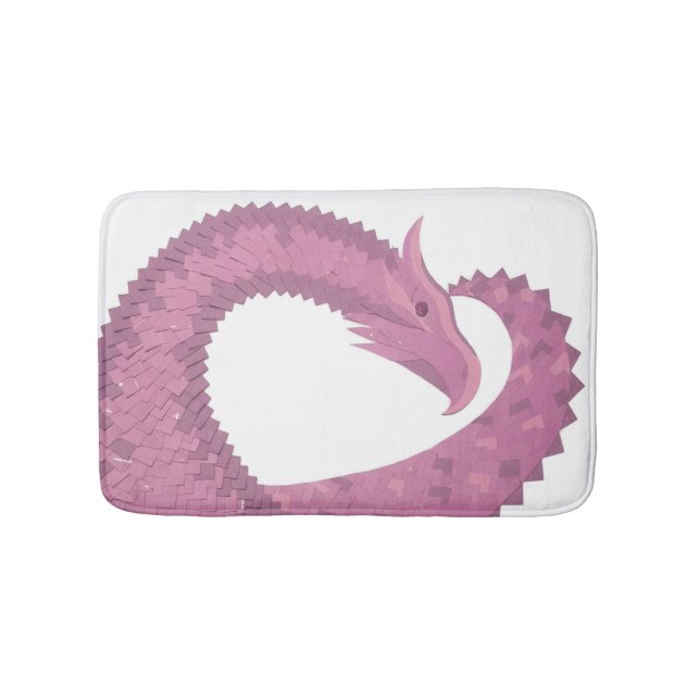 Tapis De Bain Dragon cardiaque mauve sur blanc (Devant)