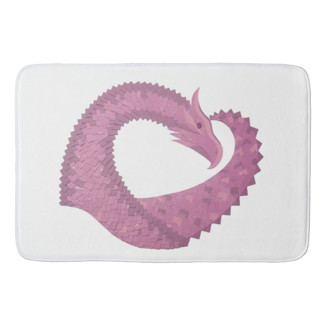 Tapis De Bain Dragon cardiaque mauve sur blanc (Devant)