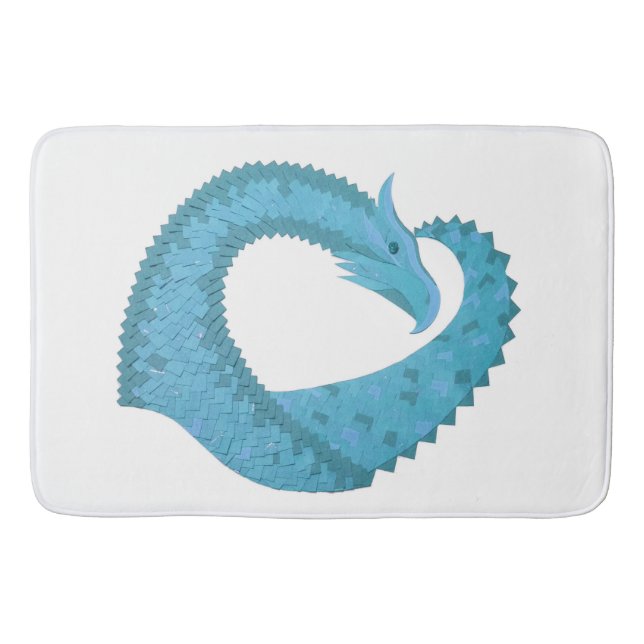 Tapis De Bain Dragon cardiaque turquoise en blanc (Devant)
