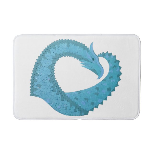 Tapis De Bain Dragon cardiaque turquoise en blanc (Devant)