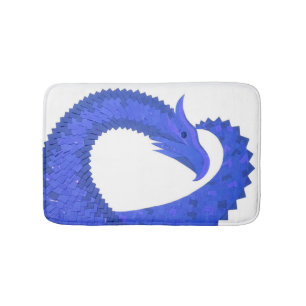 Tapis De Bain Dragon cœur bleu sur fond blanc