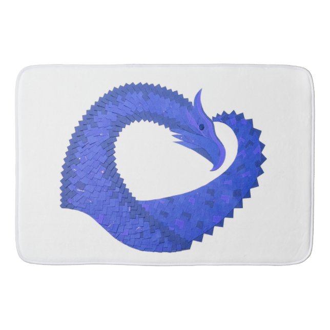 Tapis De Bain Dragon de coeur bleu sur blanc (Devant)
