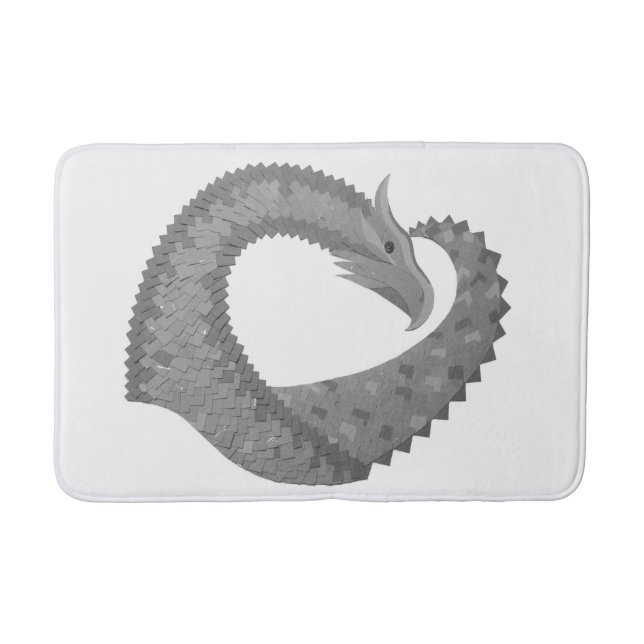 Tapis De Bain Dragon de coeur gris sur blanc (Devant)