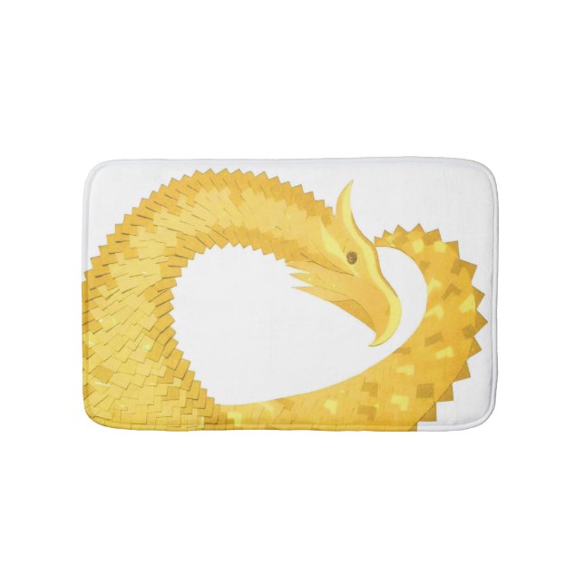 Tapis De Bain Dragon de coeur jaune sur blanc (Devant)