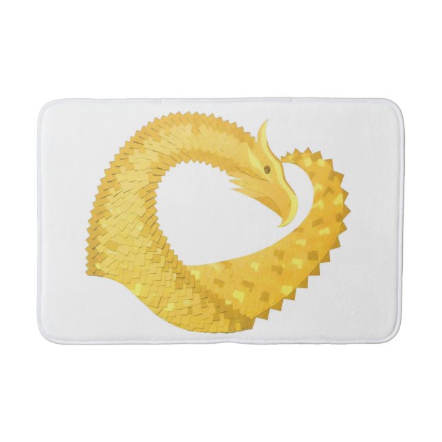 Tapis De Bain Dragon de coeur jaune sur blanc (Devant)
