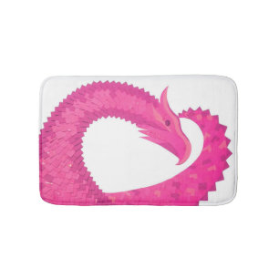 Tapis De Bain Dragon de coeur rose chaud sur blanc