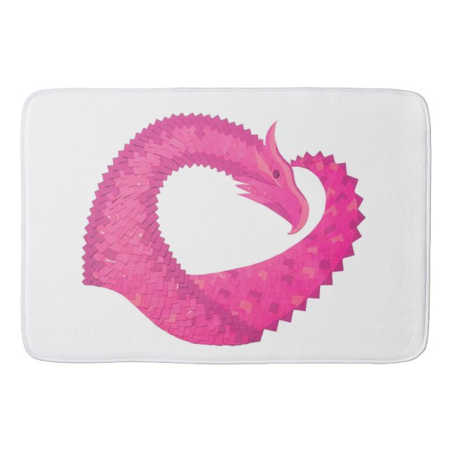 Tapis De Bain Dragon de coeur rose chaud sur blanc (Devant)