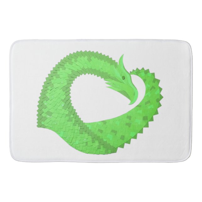 Tapis De Bain Dragon de coeur vert citron blanc (Devant)