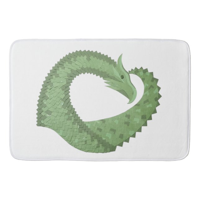 Tapis De Bain Dragon de coeur vert olive blanc (Devant)