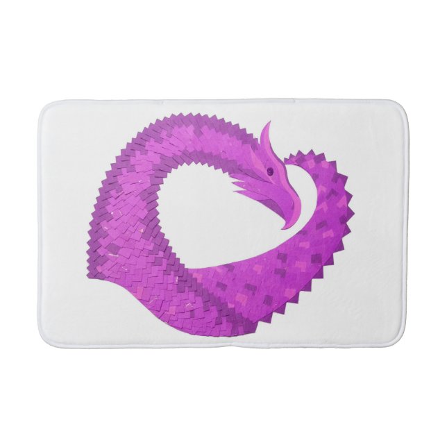 Tapis De Bain Dragon de coeur violet clair sur blanc (Devant)