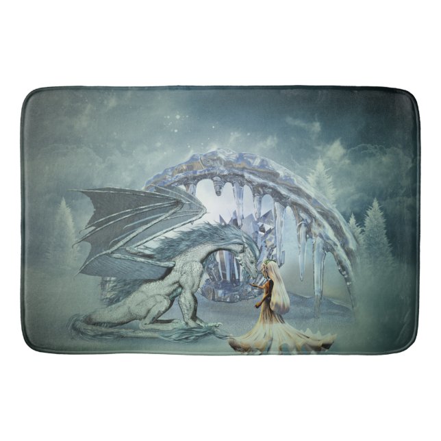 Tapis De Bain Dragon de glace et princesse de glace dans le pays (Devant)