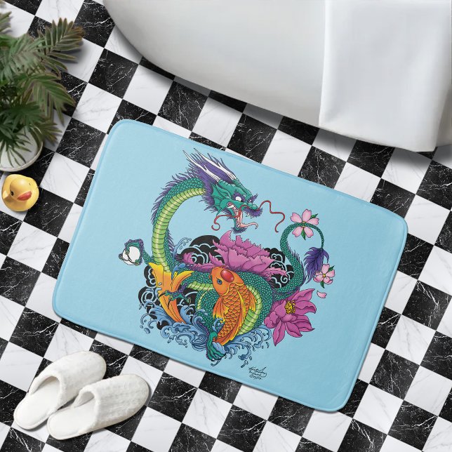 Tapis De Bain Dragon d'eau chinois Poisson Koi (Créateur téléchargé)