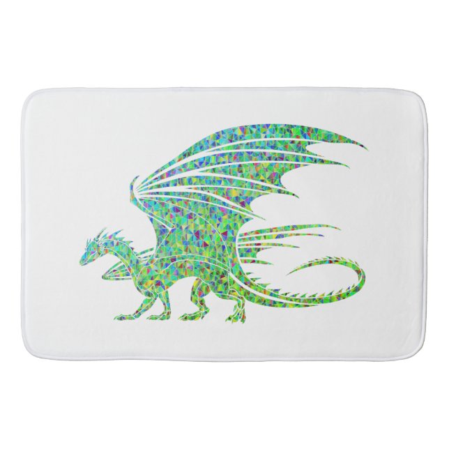 Tapis De Bain Dragon Extraordinaire en mosaïque verte (Devant)